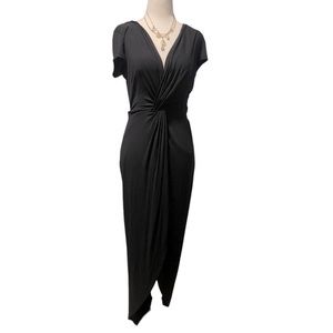 Rolla Coster midi black dress with tie knot detail